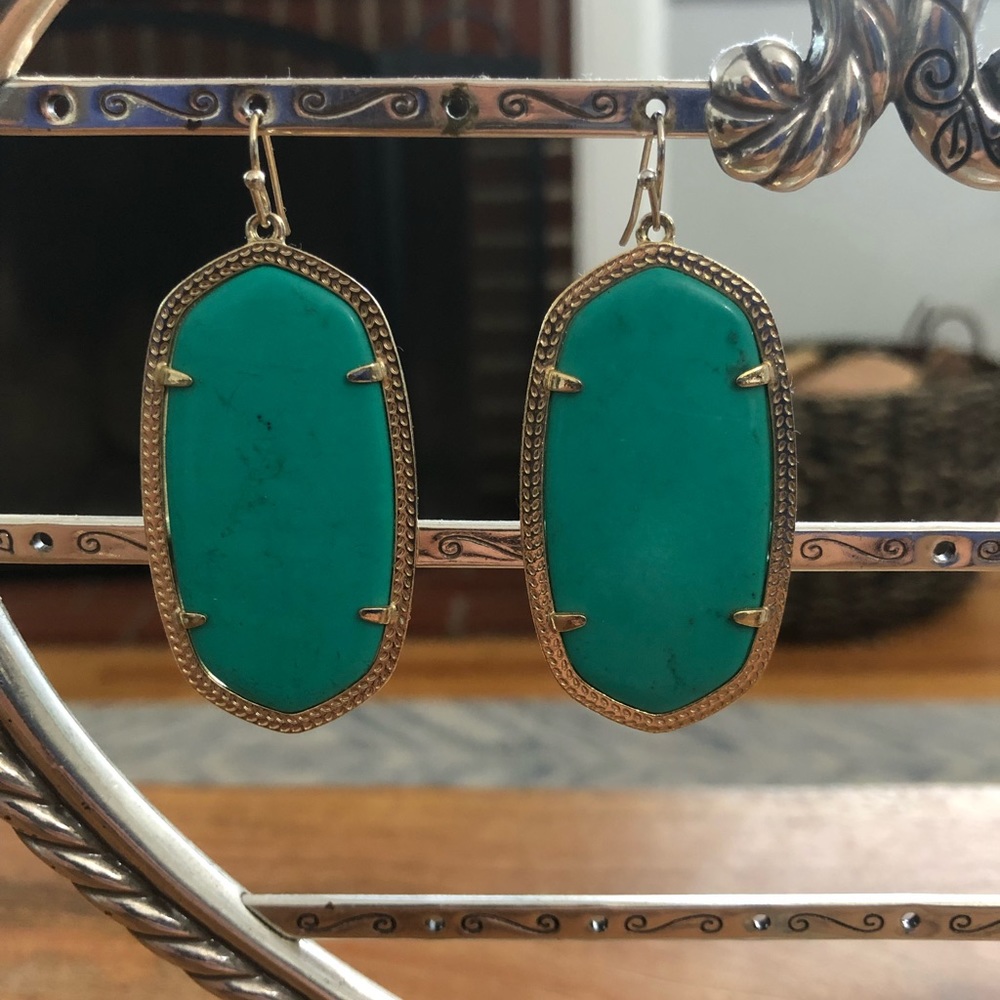 Kendra Scott teal/gold Danielle earrings